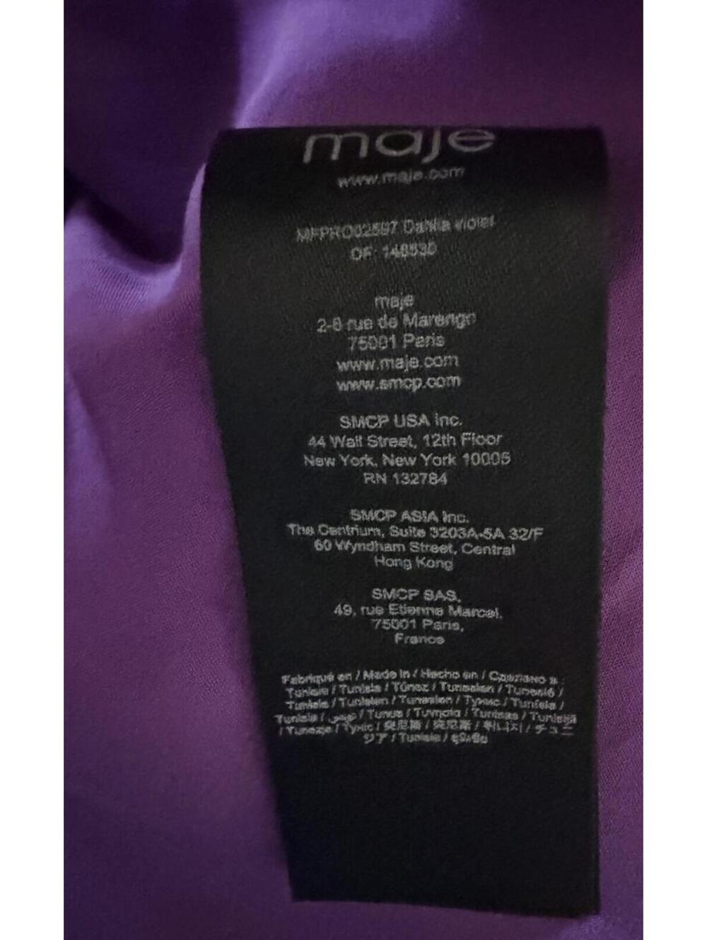 New Maje Metallic Printed Viscose Dress In Purple Size 42/ XL $535 - Picture 12 of 13